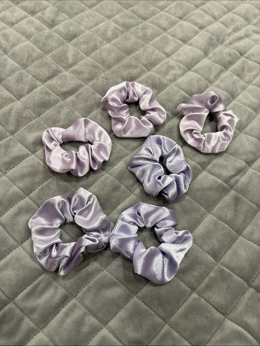 Satin Lavender Hair Scrunchies - Pack of 6